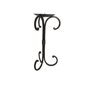 Centerpiece Wrought Iron Pillar Candle Holder 10"H x 5.25"W Scrolled Brown Table
